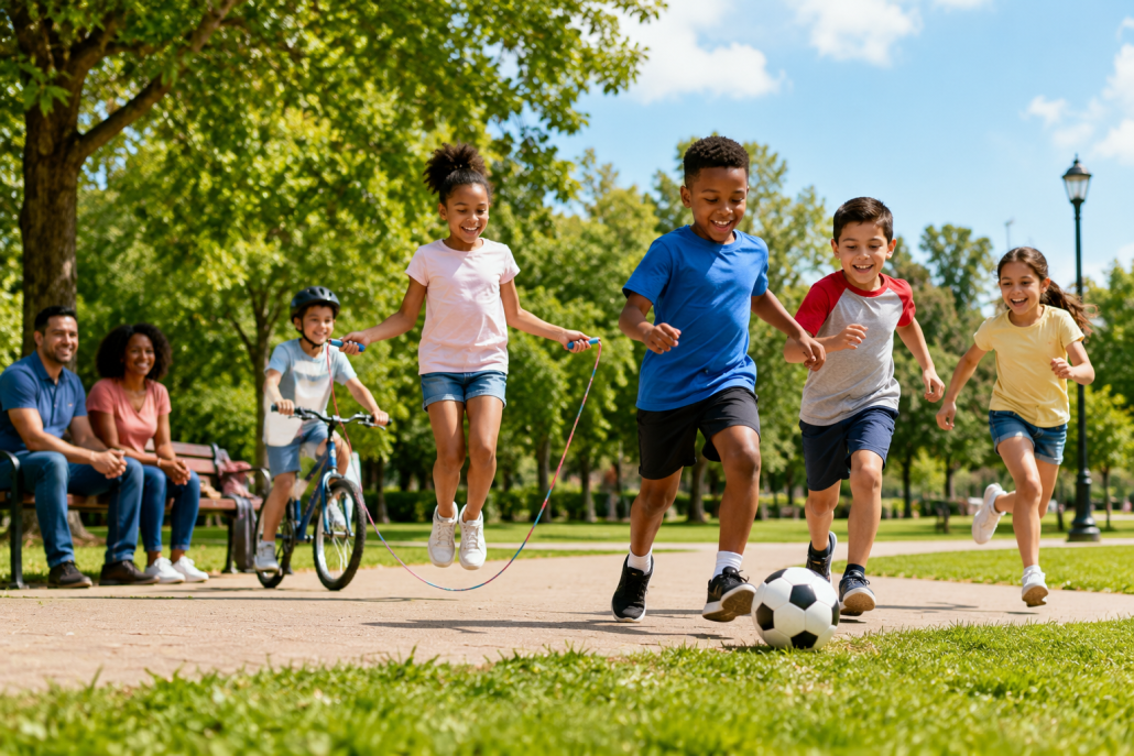 Children Exercising Outdoors